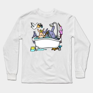 Wash Your Whale funny bath time cartoon with animals Long Sleeve T-Shirt